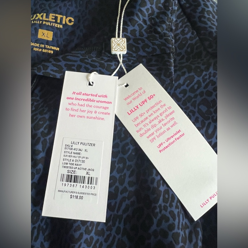 Lilly Pulitzer UPF 50+ Luxletic Sur Mer Half Zip Sunguard Pullover NWT Size XL - Picture 7 of 7